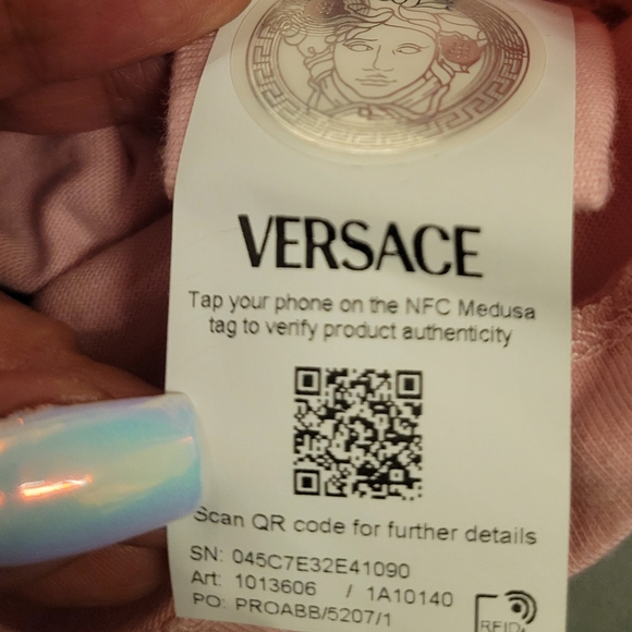 Versace Pink Crop Top with Safety Pin (Size 44) - Picture 2 of 9